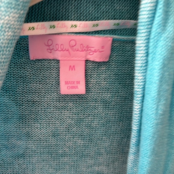 Lilly Pulitzer Cardigan Turquoise Coral Border Reef Print - Picture 3 of 7